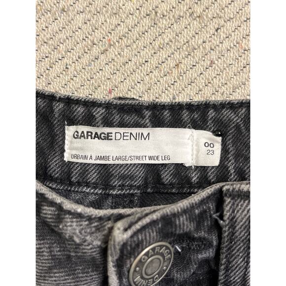 Garage denim street wide leg black distressed jeans, size: 00/23 - Picture 8 of 15